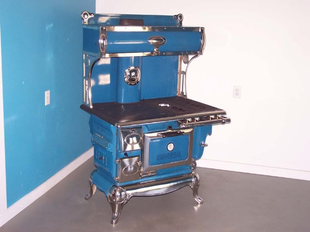 ANTIQUE WOOD COAL GAS COOK STOVE. CRIBBEN AND SEXTON UNIVERSAL FULLY